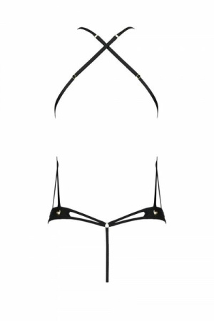 Боди из эко-кожи Passion Tamaris Body black L/XL: с ремешками и перфорацией || 