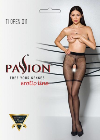 Колготки с открытым доступом Passion TIOPEN 011 black 1/2 (20 den), с контрастными шортикам || 