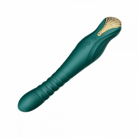 Вибромассажер с фрикциями и управлением со смартфона ZALO KING, Turquoise Green || 