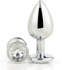 DT21786 Анальная пробка с камнем GLEAMING LOVE SILVER PLUG MEDIUM || 