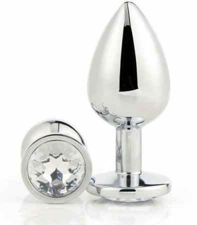 DT21786 Анальная пробка с камнем GLEAMING LOVE SILVER PLUG MEDIUM || 