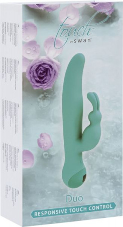 Вибратор-кролик с сенсорным управлением и ротацией Touch by SWAN - Duo Teal, глубокая вибрация || 