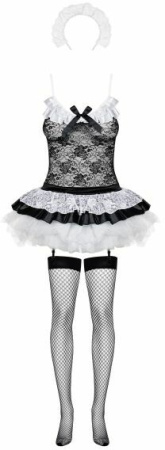 Костюм горничной Obsessive Housemaid S/M черно-белый || 