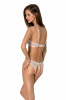 Комплект Passion URSULA SET white L/XL: бра, трусики с ажурным декором и открытым шагом || 