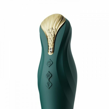 Вибромассажер с фрикциями и управлением со смартфона ZALO KING, Turquoise Green || 