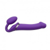 Безремневой страпон с вибрацией Strap-On-Me Vibrating Violet L, диаметр 3,7см, пульт ДУ, регулируемы || 