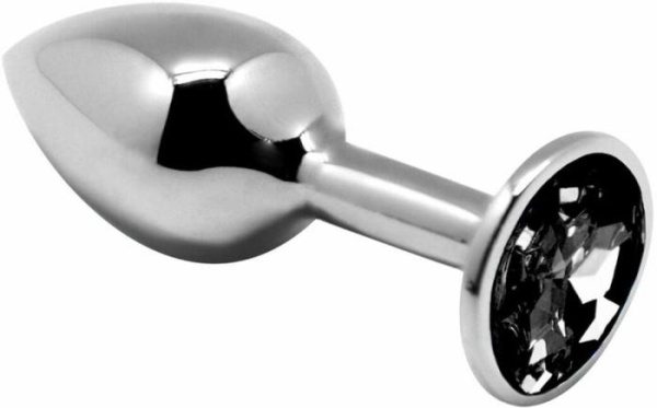 Металлическая анальная пробка с кристаллом Alive Mini Metal Butt Plug Black M