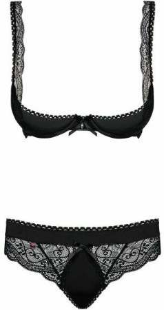 Комплект Obsessive MIAMOR SET S/M черная открыт,грудь || 