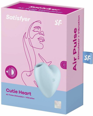 Вакуумный стимулятор-сердечко с вибрацией Satisfyer Cutie Heart Blue || 