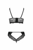 Комплект из эко-кожи с кружевом: бра и трусики Loona Set black L/XL - Passion || 