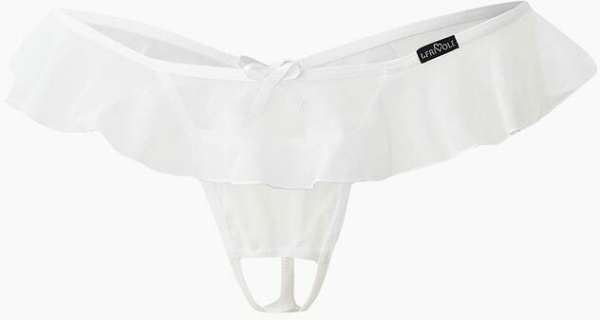 Трусики с разрезом и юбкой белые LeFrivole, S/M, 42-44