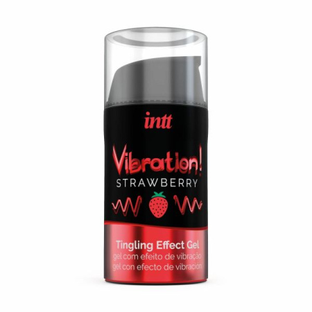 Жидкий вибратор Intt Vibration Strawberry (15 мл), густой гель, очень вкусный, действует до 30 минут || 