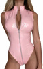 Комбидресс лакированный розовый “Дерзкая Стелла” M, молния на все тело || 