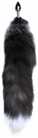 Металлическая анальная пробка Лисий хвост Alive Black And White Fox Tail S || 