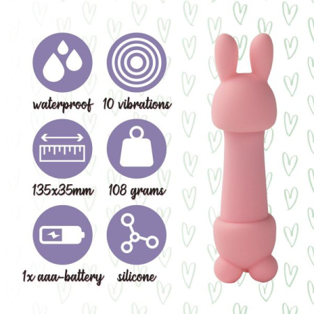 Мини-вибратор FeelzToys Mister Bunny Pink с двумя насадками || 