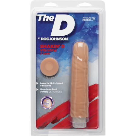 Фаллоимитатор Doc Johnson The D: Shakin D 7 Inch Vibro ULTRASKYN, диаметр 3,8см, плавная регулировка || 