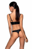 Комплект из эко-кожи Passion Malwia Bikini black L/XL: с люверсами и ремешками, бра и трусики || 