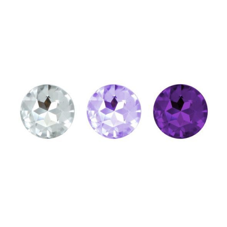 Набор анальных пробок с кристаллом Rianne S: Booty Plug Set Purple, диаметр 2,7см, 3,5см, 4,1см || 