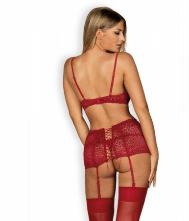 Комплект Obsessive Lividia 3 pcs set red S/M || 