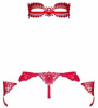 Набор маска+наручники+стринги Obsessive Hetea 3 pcs set red L/XL || 