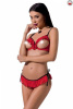 Комплект белья CHERRY SET OpenBra red S/M - Passion Exclusive: открытый лиф, трусики-юбочка