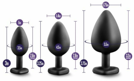 Набор анальных пробок LUXE BLING PLUGS TRAINING KIT BLACK || 
