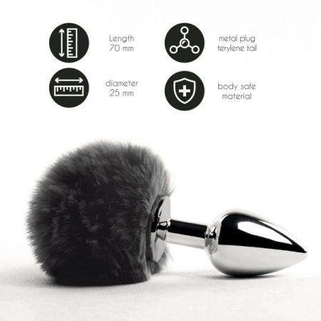 Анальная пробка FeelzToys - Bunny Tails Butt Plug Black || 
