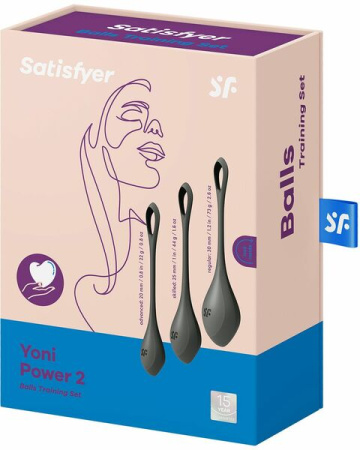 Набор йони бусин Satisfyer Yoni Power 2 Black, диаметр 2-2,5-3см, вес 22-44-73гр || 
