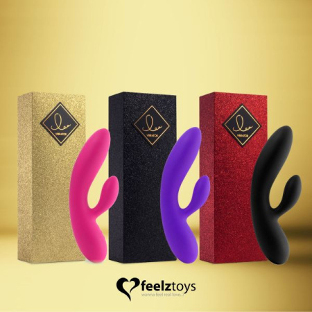 Гибкий вибратор кролик с двумя моторами FeelzToys Lea Rabbit Vibrator Rubine Red || 