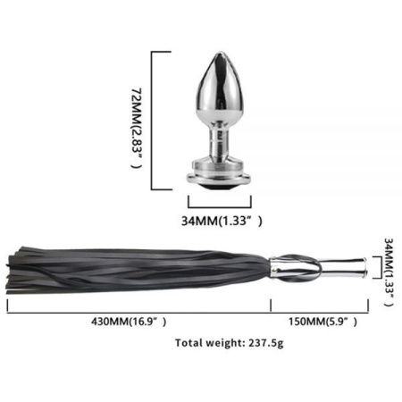 Флогер с анальной пробкой BDSM-NEW PU Leather Whip with Anal Plug || 