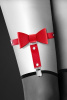 Гартер на ногу Bijoux Pour Toi - WITH BOW Red, сексуальная подвязка с бантиком, экокожа || 