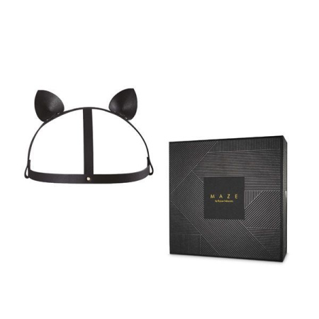 Маска кошечки Bijoux Indiscrets MAZE - Cat Ears Headpiece Black, экокожа || 