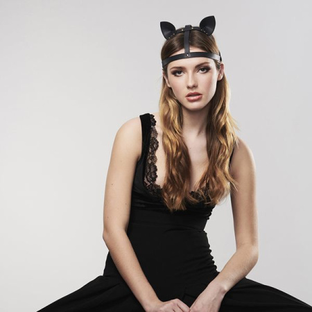 Маска кошечки Bijoux Indiscrets MAZE - Cat Ears Headpiece Black, экокожа || 