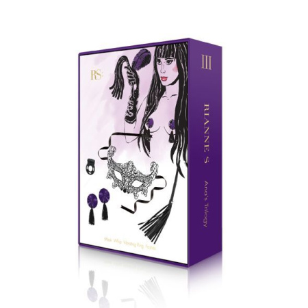 Подарочный набор RIANNE S Ana's Trilogy Set III: эрекционное кольцо, ажурная маска, пестис, плеть || 
