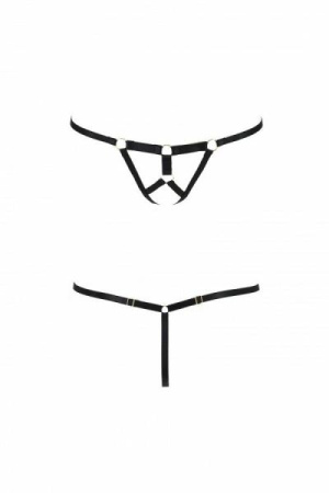 Трусики стринги из стреп ARMANDA THONG black L/XL - Passion Exclusive