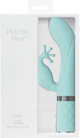 Роскошный вибратор-кролик Pillow Talk - Kinky Teal с кристаллом Сваровски, мощный || 