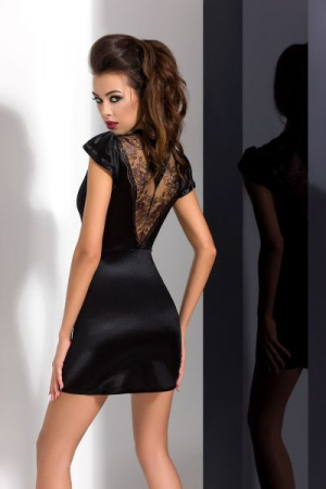 Пеньюар BRIDA PEIGNOIR black L/XL - Passion Exclusive, трусики || 