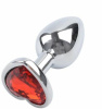 Анальная пробка Silver Metal Heart Red, M