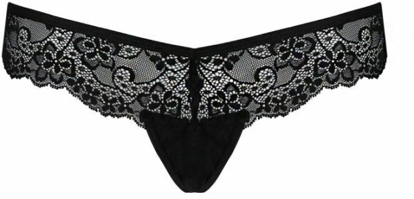 Кружевные трусики-танга с атласным бантиком Naja Thong black XXL/XXXL - Passion