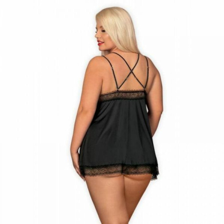 Cорочка Obsessive Lolitte babydoll & thong black XXL || 