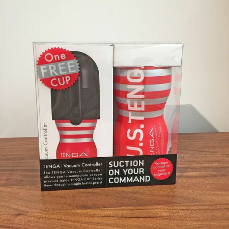 Вакуумная насадка Tenga Vacuum Controller с мастурбатором US Deep Throat Cup, единственный сосущий || 