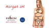 Комплект белья MORGAN SET OpenBra black L/XL - Passion Exclusive: стрэпы: трусики, лиф, пояс || 