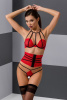 Комплект белья AKITA SET red S/M - Passion Exclusive: широкий пояс, лиф, стринги