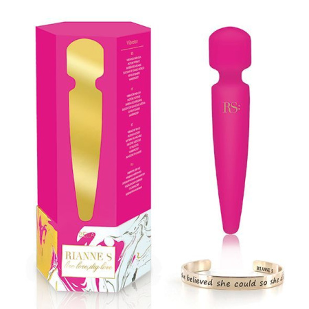 Вибромассажер Rianne S: Bella Mini Wand Rose, 10 режимов работы, медицинский силикон || 
