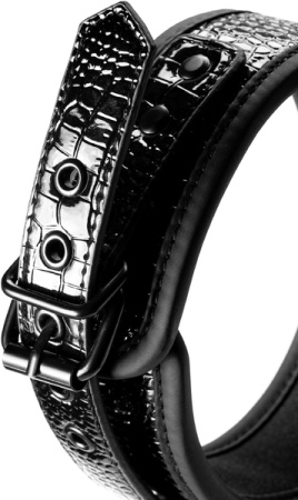 Ошейник с поводком BLAZE LUXURY COLLAR AND LEASH CROCO BLACK || 