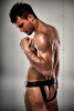 Мужские трусики под латекс Passion 008 THONG black XXL/XXXL || 