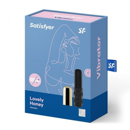Мощный мини-вибратор Satisfyer Mini Lovely Honey Gold со съемным колпачком, 15 режимов работы || 