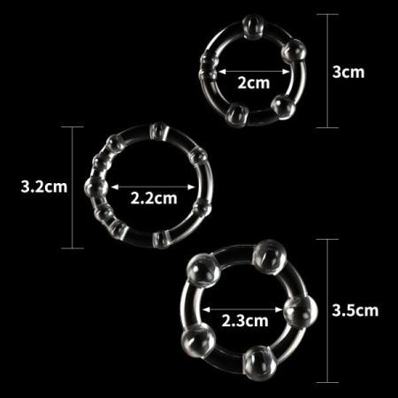 Набор эрекционных колец POWER PLUS Cockring, Clear || 