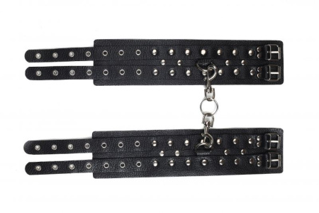 Оковы Leather Double Fix Leg Cuffs, Black || 