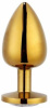 Анальная пробка Gold Metal Heart Light Pink, M || 